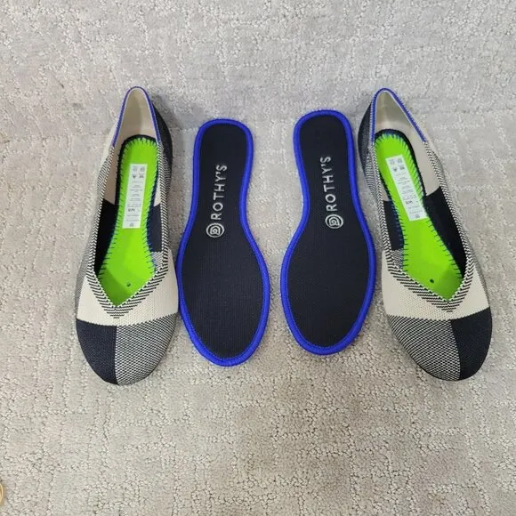 Rothy's The Flat Captoe Black Round Toe Shoes Women's Size US 6, 8