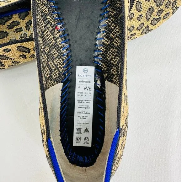 Rothy's The Flat Cheetah Print Limited Edition Red Stripe Ballet Flats size 6