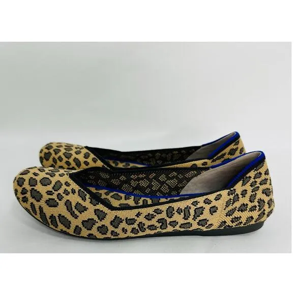 Rothy's The Flat Cheetah Print Limited Edition Red Stripe Ballet Flats size 6