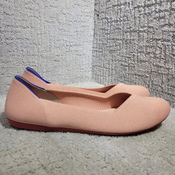Rothy's The Flat Coral Pink Round Toe Slip On Flat Shoes Women's Size 10, 10.5