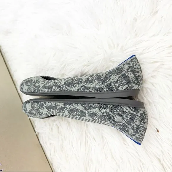 Rothy’s The Flat Grey Stone Snakeskin Retired Print Ballet Shoes