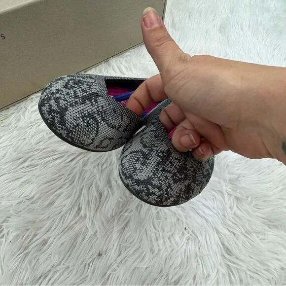 Rothy’s The Flat Grey Stone Snakeskin Retired Print Ballet Shoes