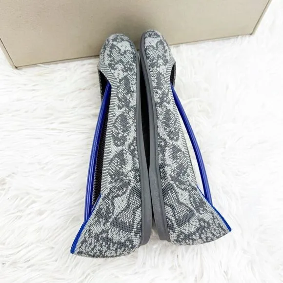 Rothy’s The Flat Grey Stone Snakeskin Retired Print Ballet Shoes