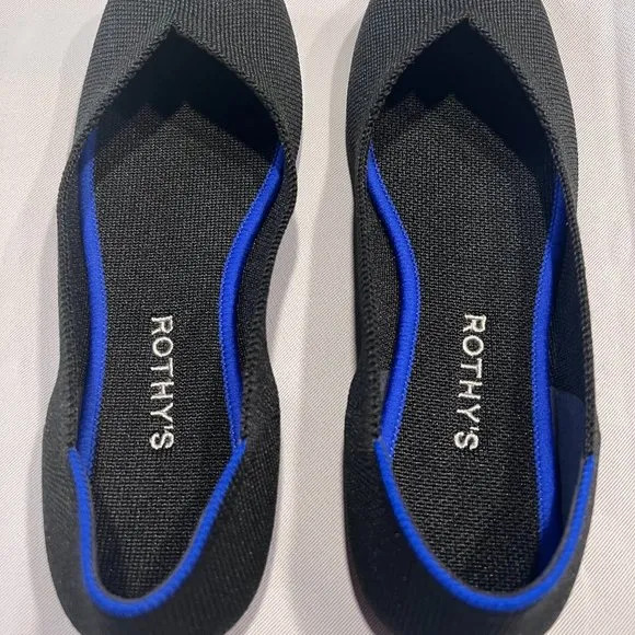 Rothy's The Flat in Black Solid Ballet Shoe Size 8.5 New in Box