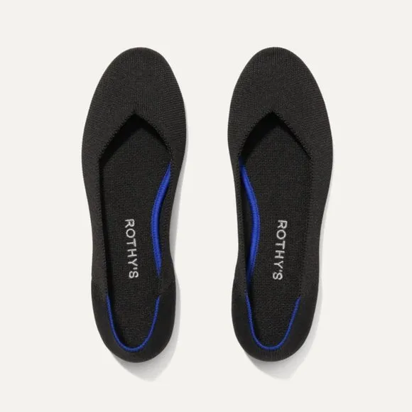 Rothy's The Flat in Black Solid Ballet Shoe Size 8.5 New in Box