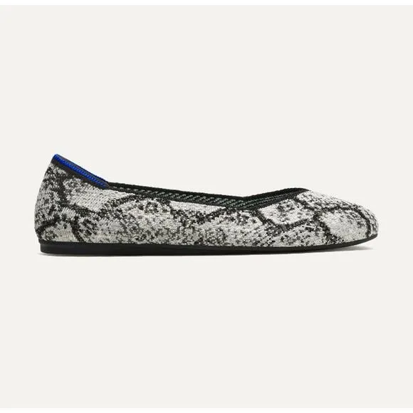 Rothy's the Flat in Python Shoe in Black Cream Grey, Sz 8 -- NWT/NIB