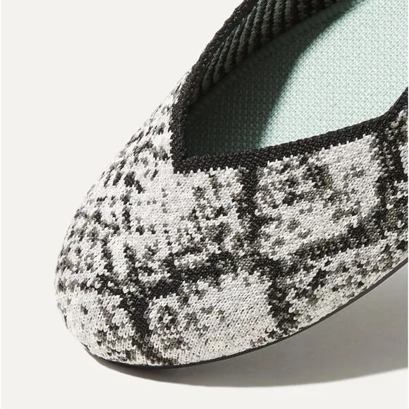 Rothy's the Flat in Python Shoe in Black Cream Grey, Sz 8 -- NWT/NIB