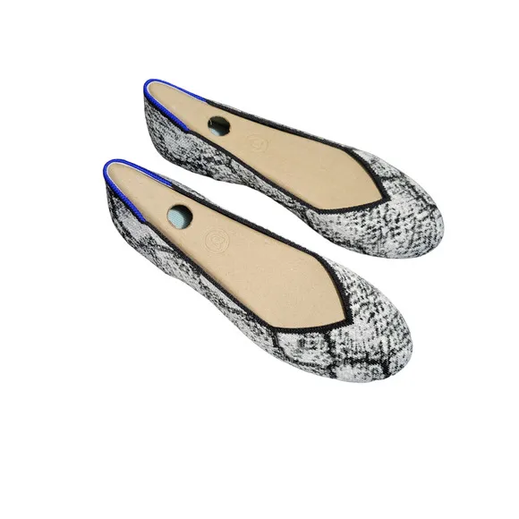 Rothy's the Flat in Python Shoe in Black Cream Grey, Sz 8 -- NWT/NIB