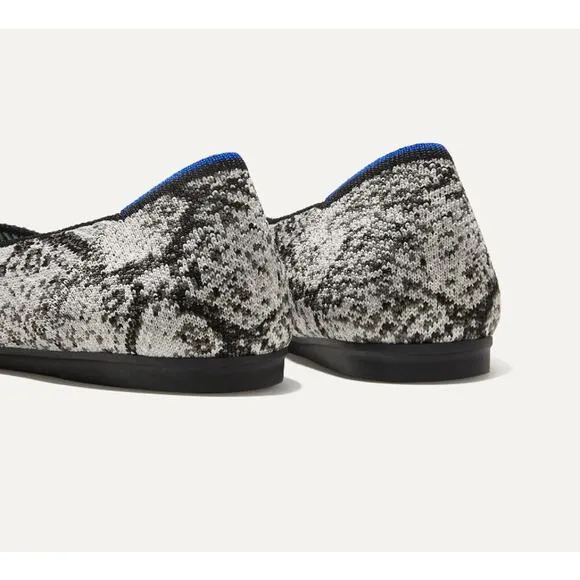 Rothy's the Flat in Python Shoe in Black Cream Grey, Sz 8 -- NWT/NIB