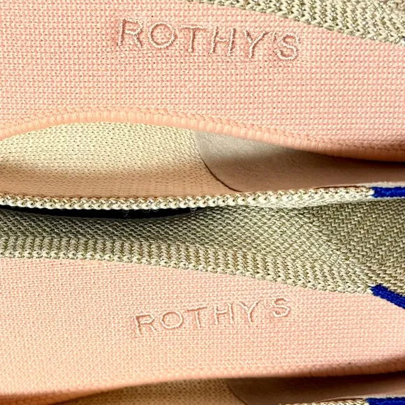 Rothy's The Flat Light Gold Metallic Round Toe Slip-On Ballet Flats NWOT 8.5