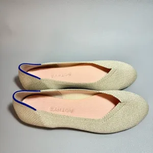Rothy's The Flat Light Gold Metallic Round Toe Slip-On Ballet Flats NWOT 8.5