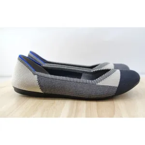 ROTHYS THE FLAT Retired BUFFALO PLAID Round Cap Toe Black White Shoes Womens 6.5