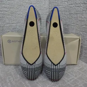 Rothy's The Flat Women's Size 7.5 US Gray Glen Plaid Slip on Ballet Flat Shoes