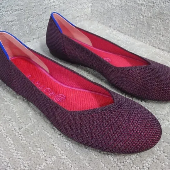 Rothys The Flat Women's Size 8.5 US Berry Lattice Round Toe Slip on Shoes