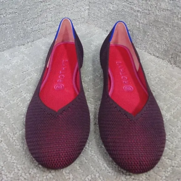 Rothys The Flat Women's Size 8.5 US Berry Lattice Round Toe Slip on Shoes