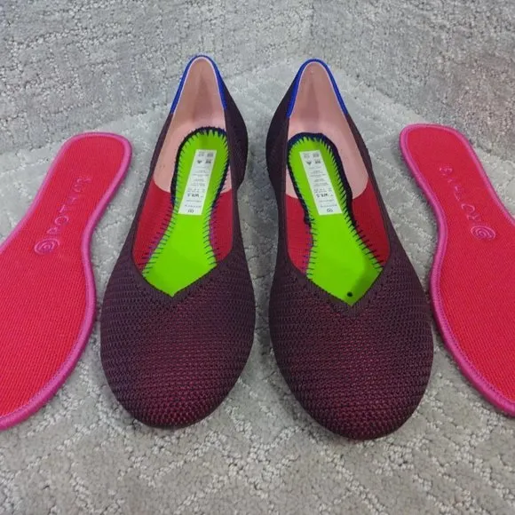 Rothys The Flat Women's Size 8.5 US Berry Lattice Round Toe Slip on Shoes