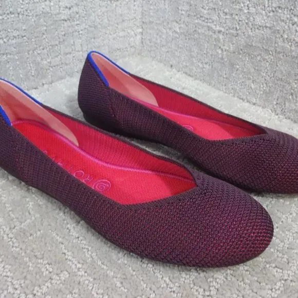 Rothys The Flat Women's Size 8.5 US Berry Lattice Round Toe Slip on Shoes