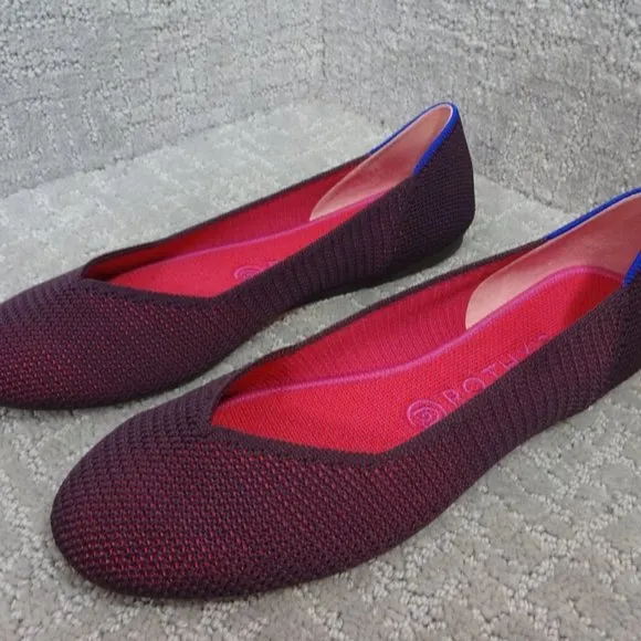 Rothys The Flat Women's Size 8.5 US Berry Lattice Round Toe Slip on Shoes