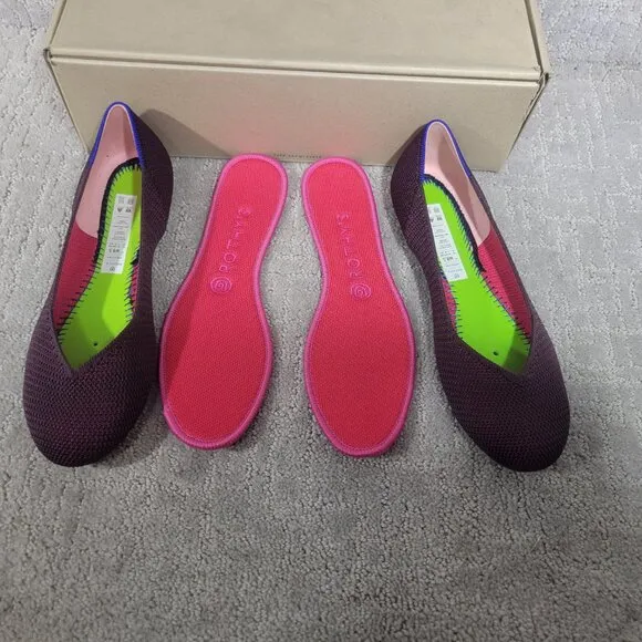 Rothy's The Flat Women's Size US 8.5 Berry Lattice Red Slip On Ballet Shoes