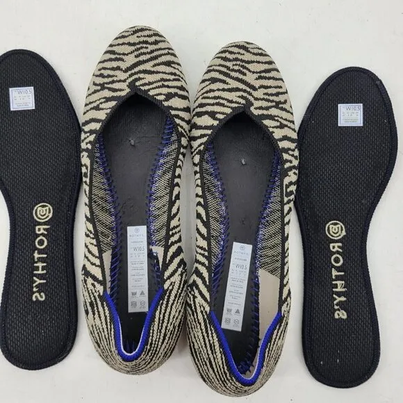 Rothy's The Flat Zebra Print Womens 10.5 Shoes Ballet Retired