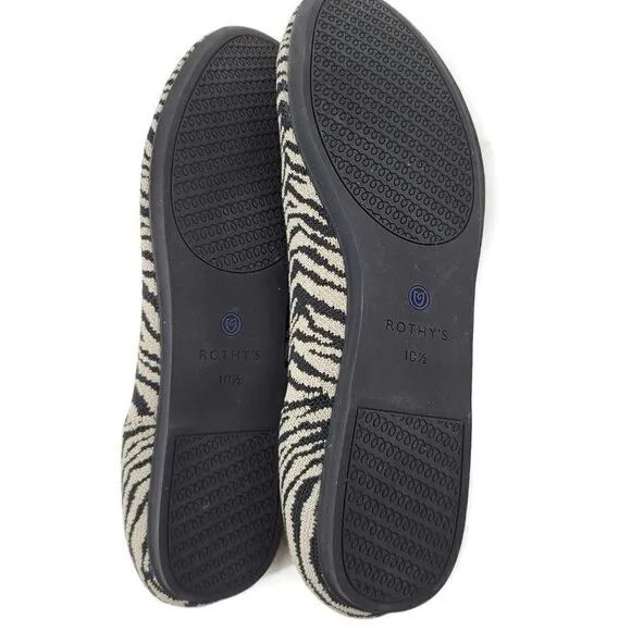 Rothy's The Flat Zebra Print Womens 10.5 Shoes Ballet Retired