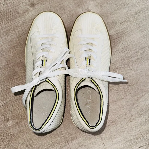 Rothy's The Lace Up Sneaker Vanilla Fabric Casual Shoes Size 7