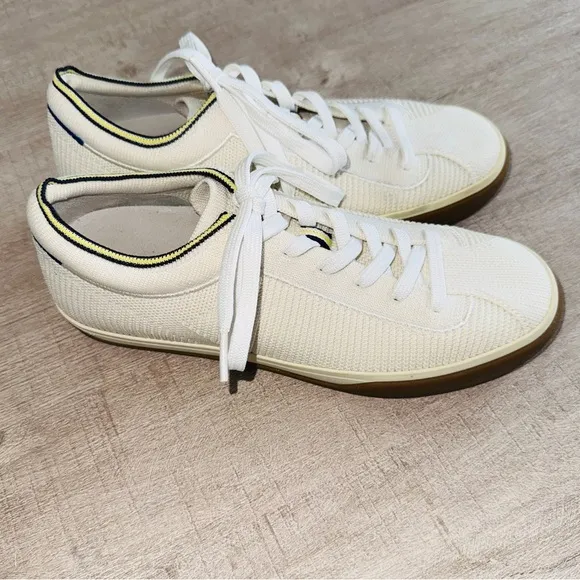 Rothy's The Lace Up Sneaker Vanilla Fabric Casual Shoes Size 7