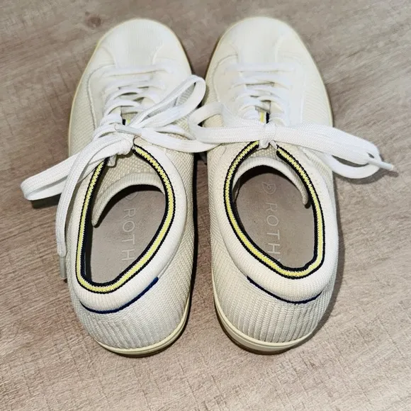 Rothy's The Lace Up Sneaker Vanilla Fabric Casual Shoes Size 7