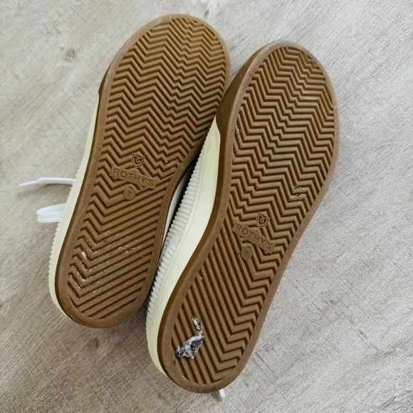 Rothy's The Lace Up Sneaker Vanilla Fabric Casual Shoes Size 7
