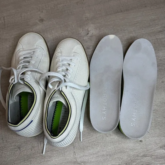 Rothy's The Lace Up Sneaker Vanilla Fabric Casual Shoes Size 7