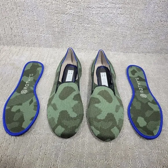 Rothy's The Loafer Olive Camo Green Round Toe Flat Shoes Multiple Sizes