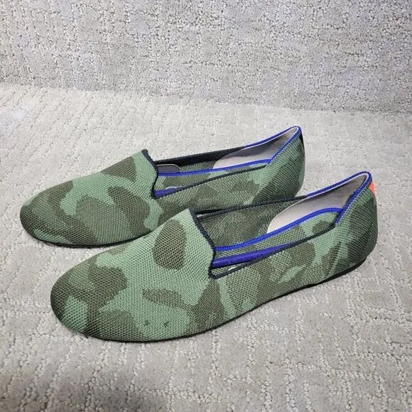 Rothy's The Loafer Olive Camo Green Round Toe Flat Shoes Multiple Sizes