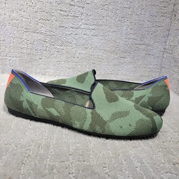 Rothy's The Loafer Olive Camo Green Round Toe Flat Shoes Multiple Sizes