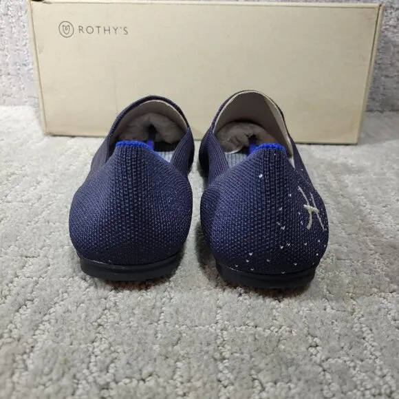 Rothys The Loafer Pisces Zodiac Navy Slip On Round Toe Shoes Women's Size 7, 8