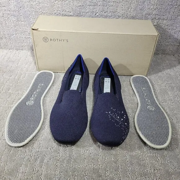 Rothys The Loafer Pisces Zodiac Navy Slip On Round Toe Shoes Women's Size 7, 8