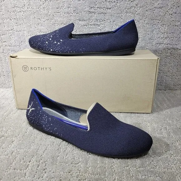 Rothys The Loafer Pisces Zodiac Navy Slip On Round Toe Shoes Women's Size 7, 8