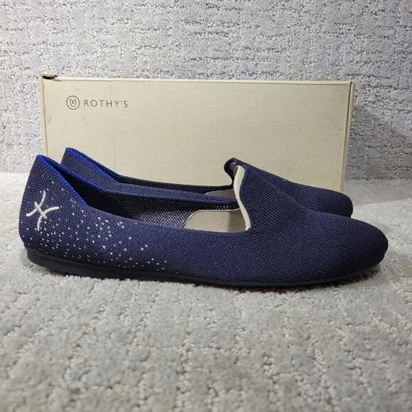 Rothys The Loafer Pisces Zodiac Navy Slip On Round Toe Shoes Women's Size 7, 8