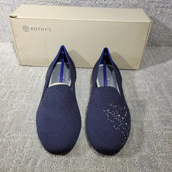 Rothys The Loafer Pisces Zodiac Navy Slip On Round Toe Shoes Women's Size 7, 8