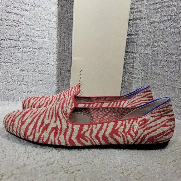 Rothys The Loafer Red Zebra Round Toe Slip on Flat Shoes Multiple Sizes