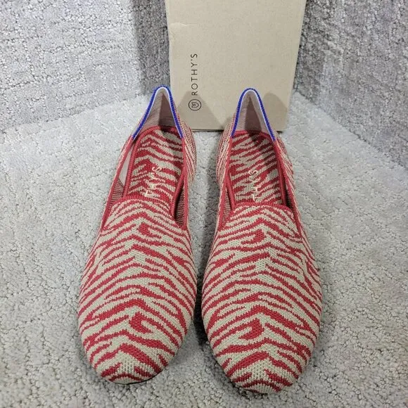 Rothys The Loafer Red Zebra Round Toe Slip on Flat Shoes Multiple Sizes
