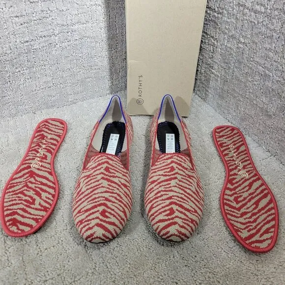 Rothys The Loafer Red Zebra Round Toe Slip on Flat Shoes Multiple Sizes