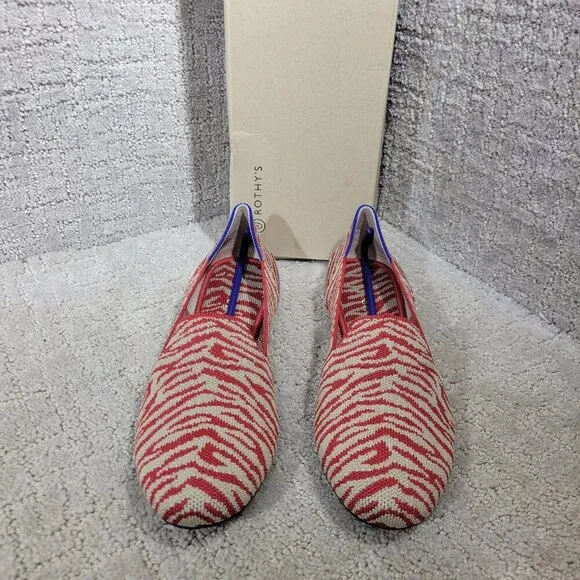 Rothys The Loafer Red Zebra Round Toe Slip on Flat Shoes Multiple Sizes