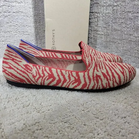 Rothys The Loafer Red Zebra Round Toe Slip on Flat Shoes Multiple Sizes