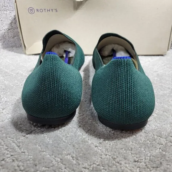 Rothy’s The Loafer Women's Size 6.5 Evergreen Embroidered Rounded Toe Flat Shoes