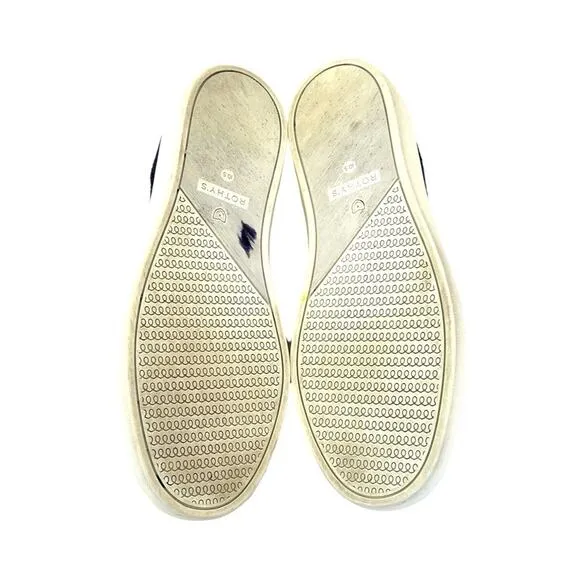 Rothys The Original Slip On Sneaker Merino Womens Size 10.5 Blue Herringbone