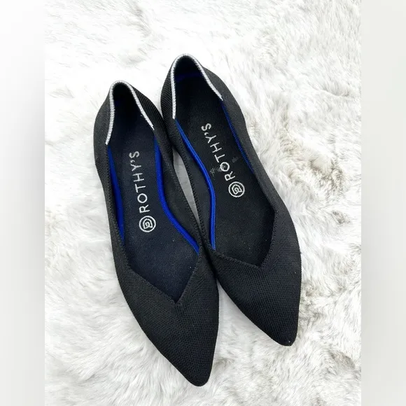 Rothy's The Point Black Flat Slip on Shoes Womens size 8.5
