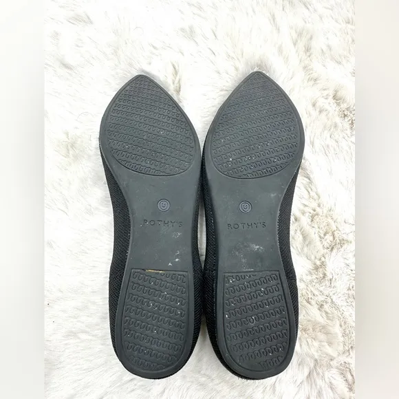 Rothy's The Point Black Flat Slip on Shoes Womens size 8.5