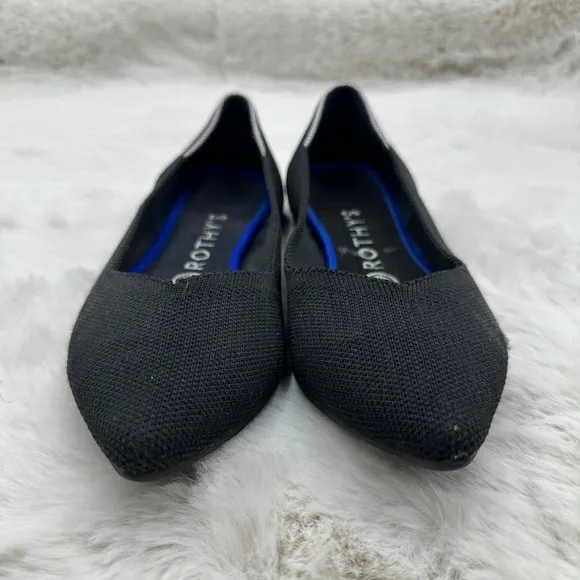 Rothy's The Point Black Flat Slip on Shoes Womens size 8.5