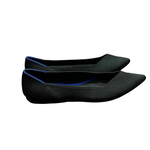 Rothy’s The Point Black Solid Flat Slip On Shoes Size 9