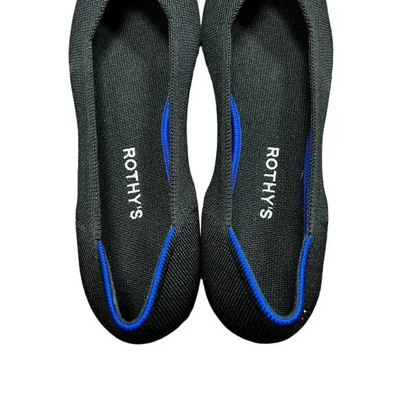 Rothy’s The Point Black Solid Flat Slip On Shoes Size 9